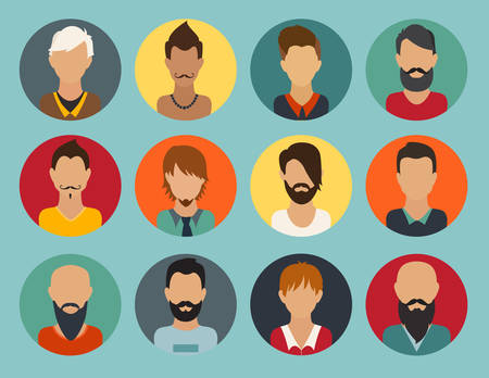 Circle of flat icons. Man, vector illustration, web userpic.のイラスト素材