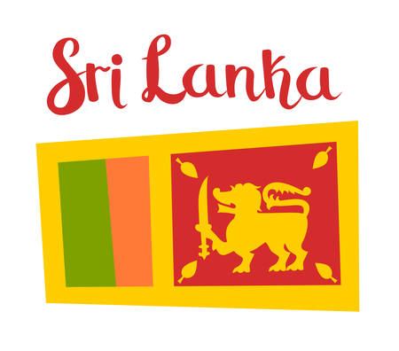 Sri Lanka flag vector icon. Cartoon flag Ceylon sign isolated on white backgroundのイラスト素材