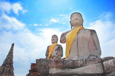 Old buddha of Ayutthaya, Thailandの写真素材
