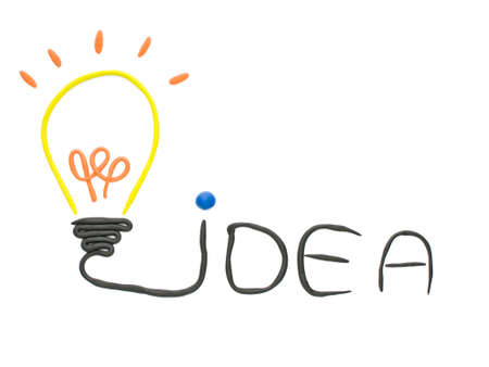 Idea bulb made from plasticine  isolated  on the white backgroundの写真素材