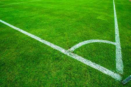 Football  soccer  field corner with white marks