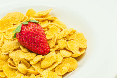 cereal with strawberryの写真素材
