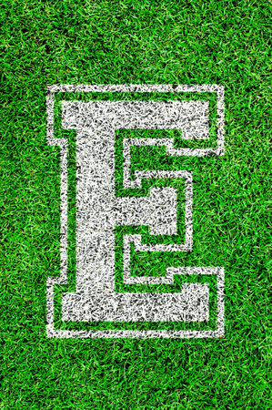 White english alphabeth on green grassの写真素材