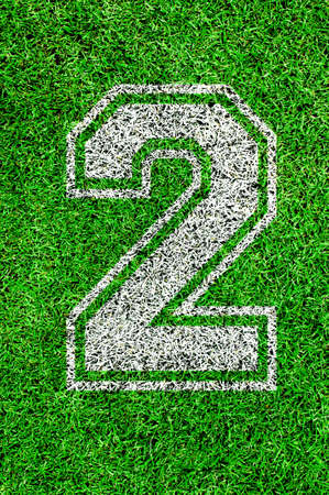 White line number on green grass