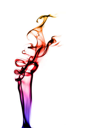colored smoke isolated on white backgroundの写真素材