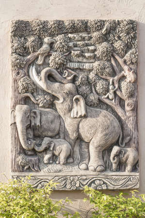 This bas-relief is regarded as one of the most perfectly skulptured elephantsの写真素材