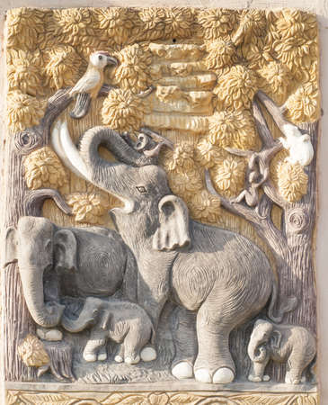 This bas-relief is regarded as one of the most perfectly skulptured elephantsの写真素材