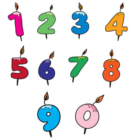 Birthday Candles as number, Isolated On White Background, Vector Illustrationの写真素材