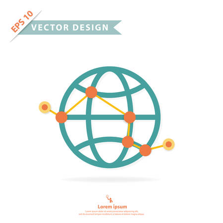 Wire frame global with point and route path, abstract designのイラスト素材