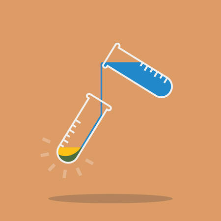 Mixing two substance in test tube. Flat vector illustration designのイラスト素材