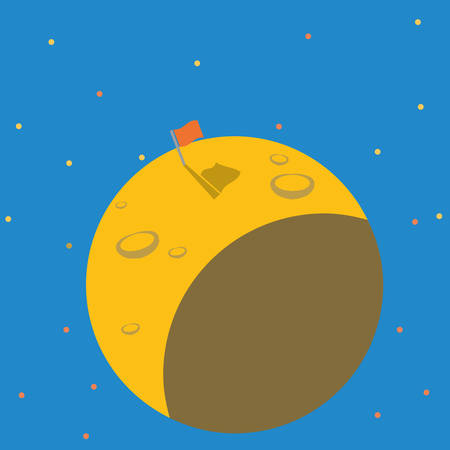 Successful mission to flagged on the planet. Flat vector illustration designのイラスト素材