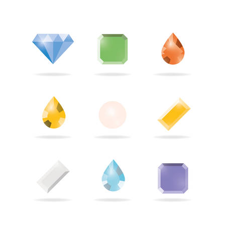 Set of colored gems isolated on white background, Vector illustration design.のイラスト素材