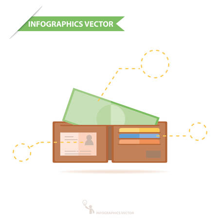 Money in wallet flat vector design for business and finance infographicsのイラスト素材