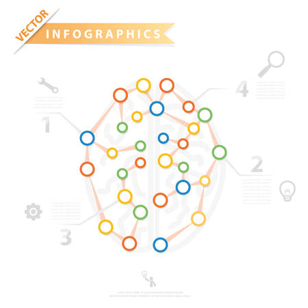 Colorful Brain vector design for workflow layout, diagram, number options, timeline, web design, presentation, template, infographics and more in your business.のイラスト素材