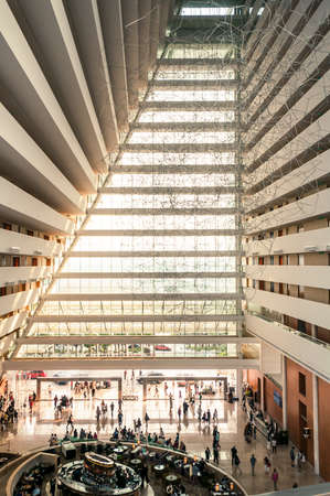 SINGAPORE-MARCH 9: Marina Bay Sands Resort Hotel on March 9, 2014 in Singapore. It is billed as the world's most expensive standalone casino property at S$8 billion.のeditorial素材