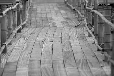 Wood bridge path way with soft の写真素材