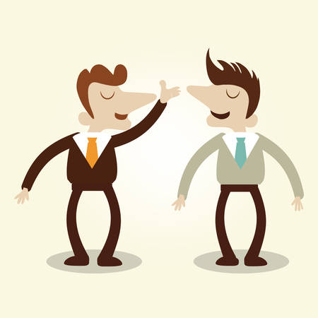 Business men talking conversation,vector cartoon illustration.のイラスト素材