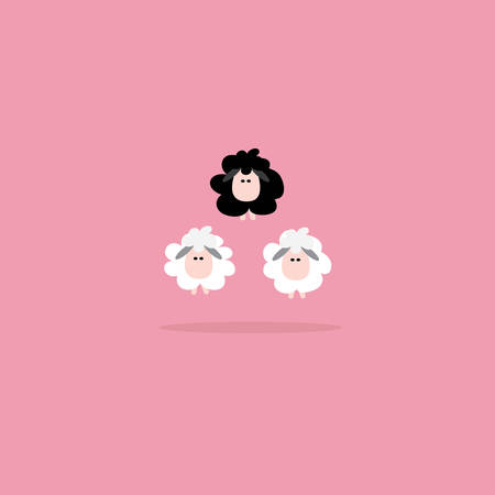 Black sheep business concept, Vector cartoon design.のイラスト素材