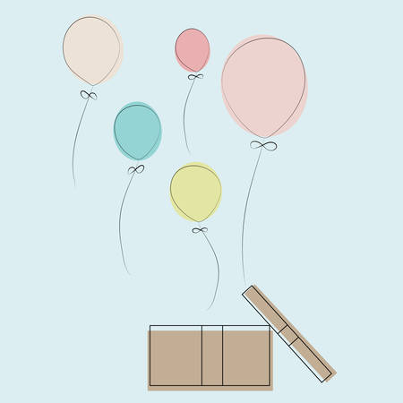Balloon with opened box. Vector designのイラスト素材