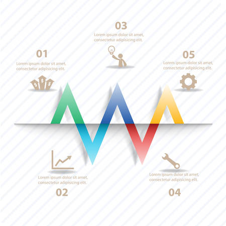 Colorful vector design for workflow layout, diagram, number options, web design, presentation template, infographics.のイラスト素材