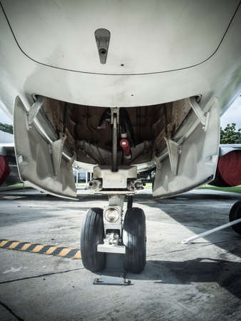 Front landing wheel aircraft on the ground