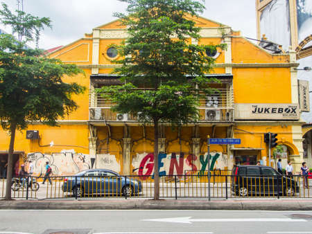 KUALA LUMPUR, MALAYSIA - NOVEMBER 14, 2014 : Grecian-Spanish style buildings on Little India street in Kuala Lumpur, Malaysia.のeditorial素材