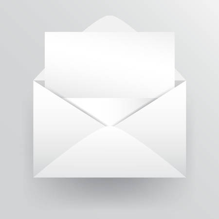 Empty fold letter paper inside white envelope. Vector design illustration.のイラスト素材