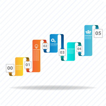 Colorful vector design for workflow layout, diagram, number options, web design, presentation template, infographics.のイラスト素材