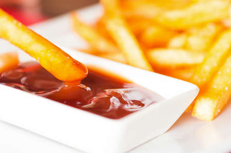 French Fries with Ketchup, narrow focusの写真素材