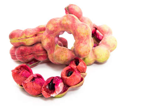 Manila Tamarind isolated on white backgroundの写真素材