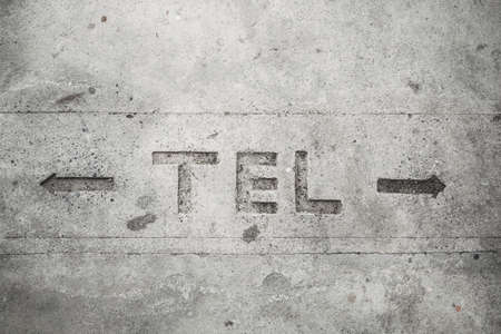 Telecommunication sign on cement concrete floor.の写真素材
