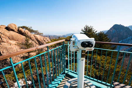 Observation point with telescope at Seoraksan National Parkの写真素材