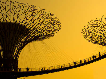 Waterfront, Singapore - March 09, 2014 : Silhouette of Gardens by the Bay. The place was crowned...
