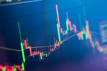 Stock market graph on screen displayの写真素材