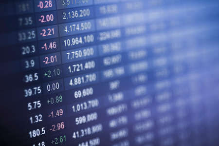 Stock market number on screen displayの写真素材