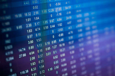 Stock market number on screen displayの写真素材