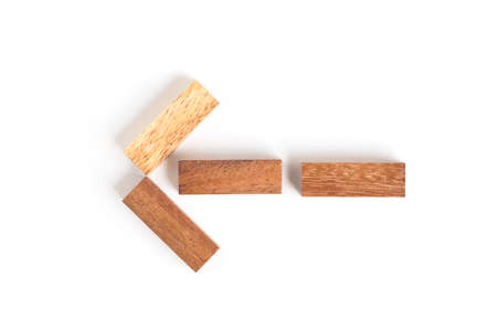 Abstract wood block toy as arrow sign.