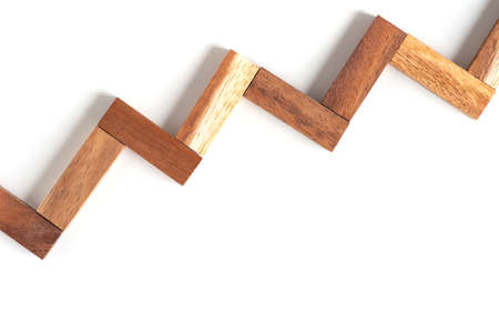 Wood block stacking as step stair. Business concept for growth success process.の写真素材