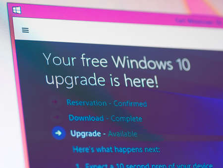 Bangkok, Thailand - August 16, 2015; Update screen of Microsoft Windows 10. The OS is the new...