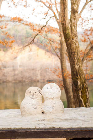 Chuncheon, South Korea - FEBRUARY 28, 2015: First Kiss figure from Korean drama Winter Sonata at Nami Island (Namiseom)の写真素材