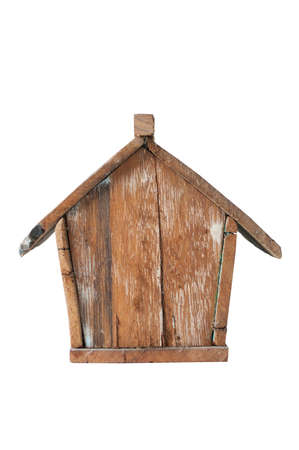 Wooden bird house isolated on white background.の写真素材