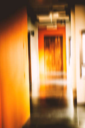 Horror corridor with motion blur backgroundの写真素材