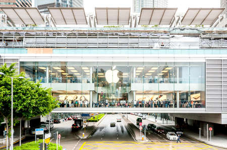 Hong Kong, China - October 05, 2015: Apple Store in Central District, Hong Kong. Many people queueing for the new iPhone6s in the Apple Store.のeditorial素材