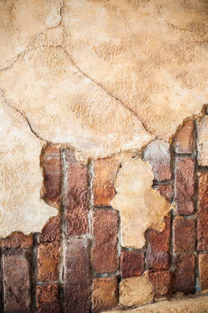 Old brick wall with grunge cement background.