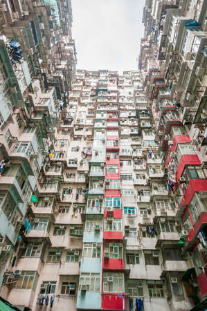 Dense residential building in Hong Kongの写真素材