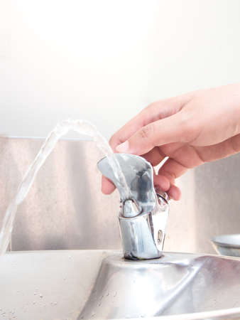 Drinking fountain with water flowingの写真素材