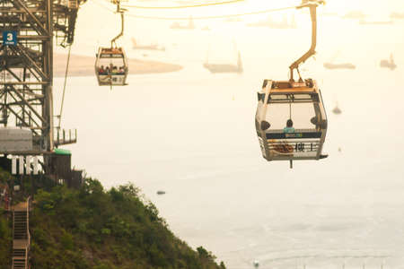 Hong Kong, China : October 05, 2015 : Cable Car at Ngong Ping.