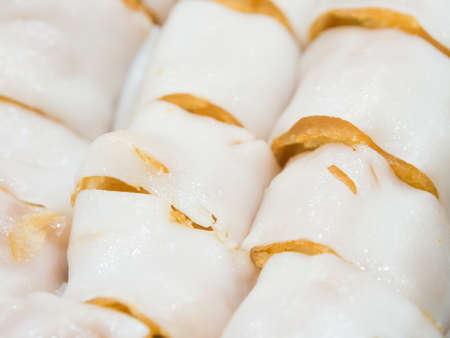 Steamed rice roll. Traditional Hong Kong meal.の写真素材