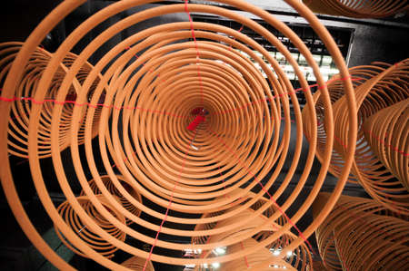 Incense coils in the templeの写真素材