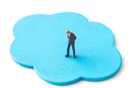 Businessmen thinking with blue cloud conceptual.の写真素材